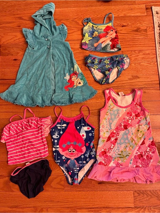 Disney Other - Disney Girls' Ariel & Trolls Swimwear Set in Teal, Blue, Pink